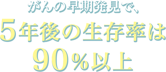 がんの早期発見で、5年後の生存率は90%以上
